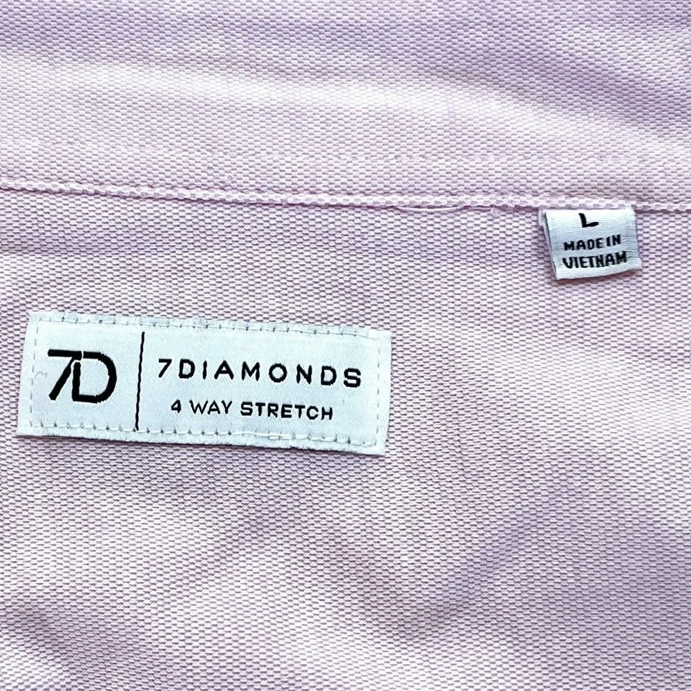 7 Diamonds 4 Way Stretch‎ Oxford Shirt Mens L Pink Knit Long Sleeve Button Down